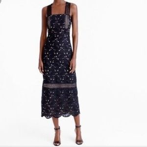 J.Crew Collection Eyelet Lace Midi Dress, Black, 4